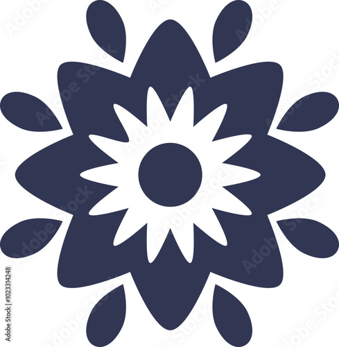 Abstract blossomed head of the flower solid silhouette