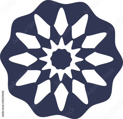 Abstract blossomed head of the flower solid silhouette