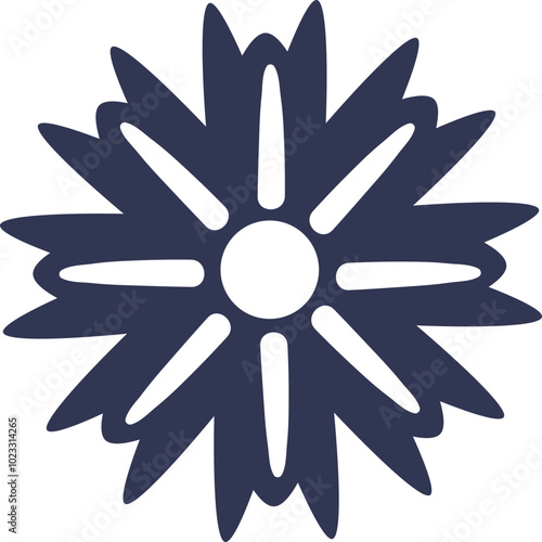 Abstract blossomed head of the flower solid silhouette