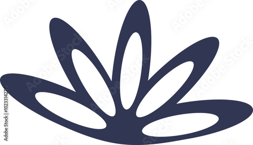 Abstract blossomed head of the flower solid silhouette