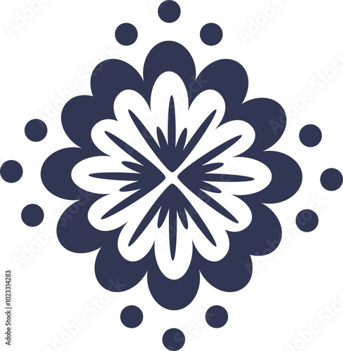 Abstract blossomed head of the flower solid silhouette