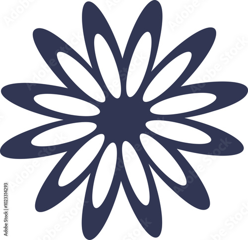 Abstract blossomed head of the flower solid silhouette