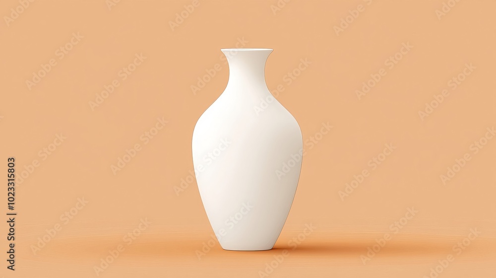 White Ceramic Vase on Peach Background White Ceramic Vase on Peach Background