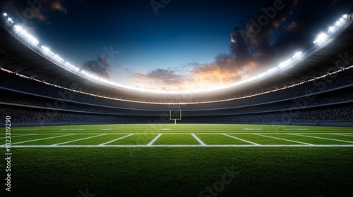 Empty American Football Stadium at Sunset