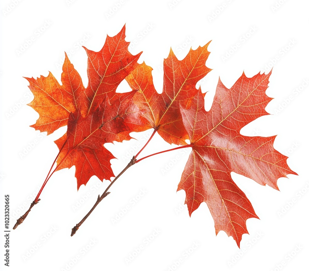 Branches of autumn leaves isolated on a white background. Parthenocissus quinquefolia. Studio shot Branches of autumn leaves isolated on a white background. Parthenocissus quinquefolia. Studio shot