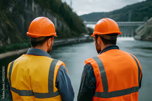 Workers at a Hydroelectric Plant Showcasing Teamwork | Collaboration and Efficiency in Renewable Energy Production