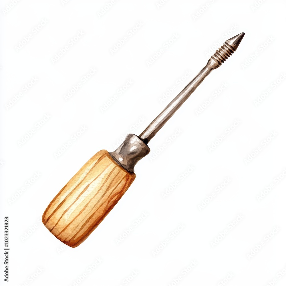 Fototapeta premium Classic Screwdriver with Wooden Handle and Metal Shaft