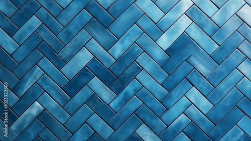 Blue herringbone seamless tiles pattern texture or background  © ceren