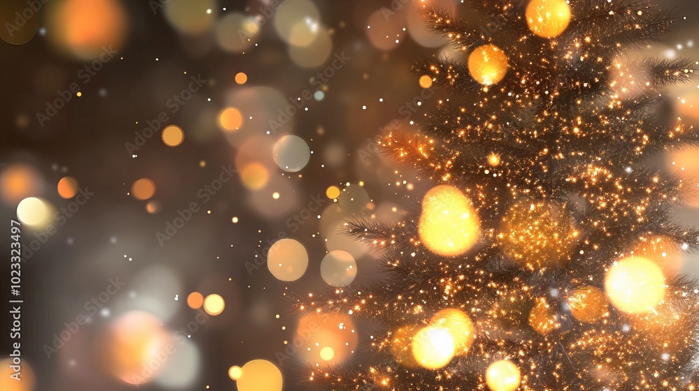 A glowing Christmas tree with warm lights, creating a festive and celebratory mood. A glowing Christmas tree with warm lights, creating a festive and celebratory mood.