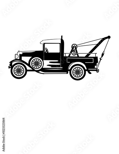Tow Truck | Towing Machine | Roadside Assistance | Towed Cars | Towing Equipment | 4x4 Towing Vehicle | Towing Service | Towing Car | Original Illustration | Vector and Clipart | Cutfile and Stencil