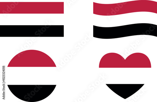 Free Download Yemen flags set. Circle icon. waving flag. heart shape icon. Various designs - GFXLoad