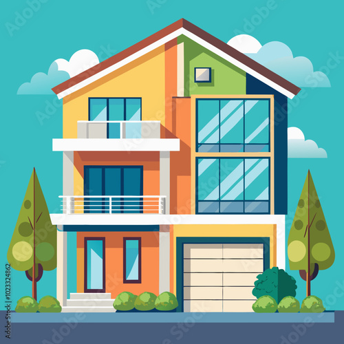 duplex modern house vector illustration 