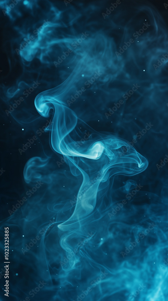 Light blue smoke swirling on dark black background, abstract phone wallpaper Light blue smoke swirling on dark black background, abstract phone wallpaper