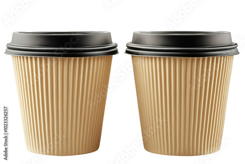 Wallpaper Mural Minimalist Blank Kraft Coffee Cup for Takeaway isolate on white background, transparent PNG die cut. Torontodigital.ca