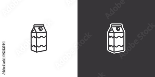Milk in a box on white and black background. Original vector illustration in vintage style.