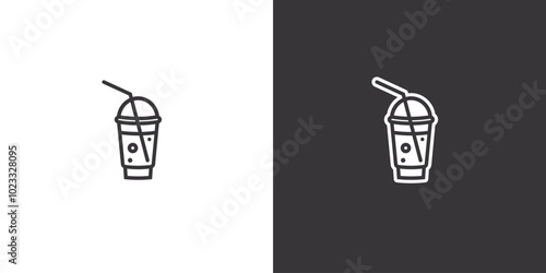 Carbonated water in a glass with a straw on a white and black background. Original vector illustration in vintage style.