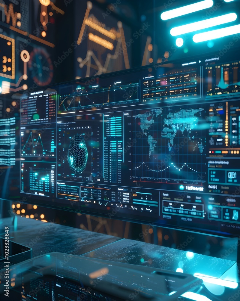 Futuristic Financial Management Interface with Holographic Data Visualization Futuristic Financial Management Interface with Holographic Data Visualization