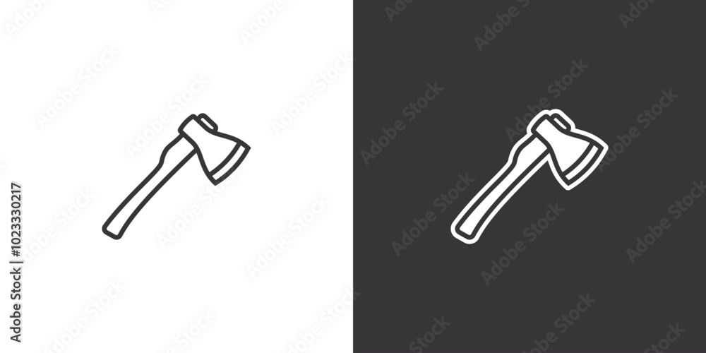 Camping axe on white and black background. Original vector illustration in vintage style. Camping axe on white and black background. Original vector illustration in vintage style.