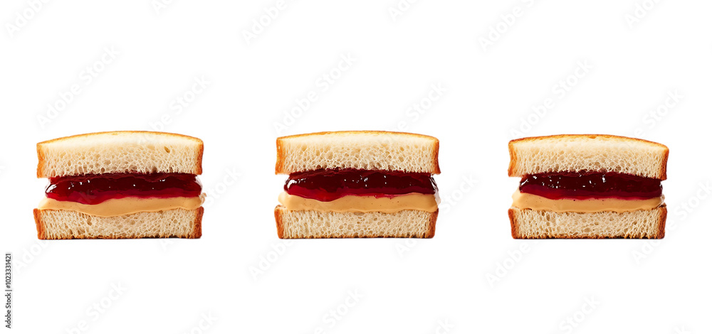 three set of A classic sandwich made with peanut isolated transparent background three set of A classic sandwich made with peanut isolated transparent background