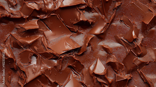 a close-up, top-down view of chopped hazelnut praline chocolate spread across the frame, with creamy milk chocolate pieces infused with smooth praline