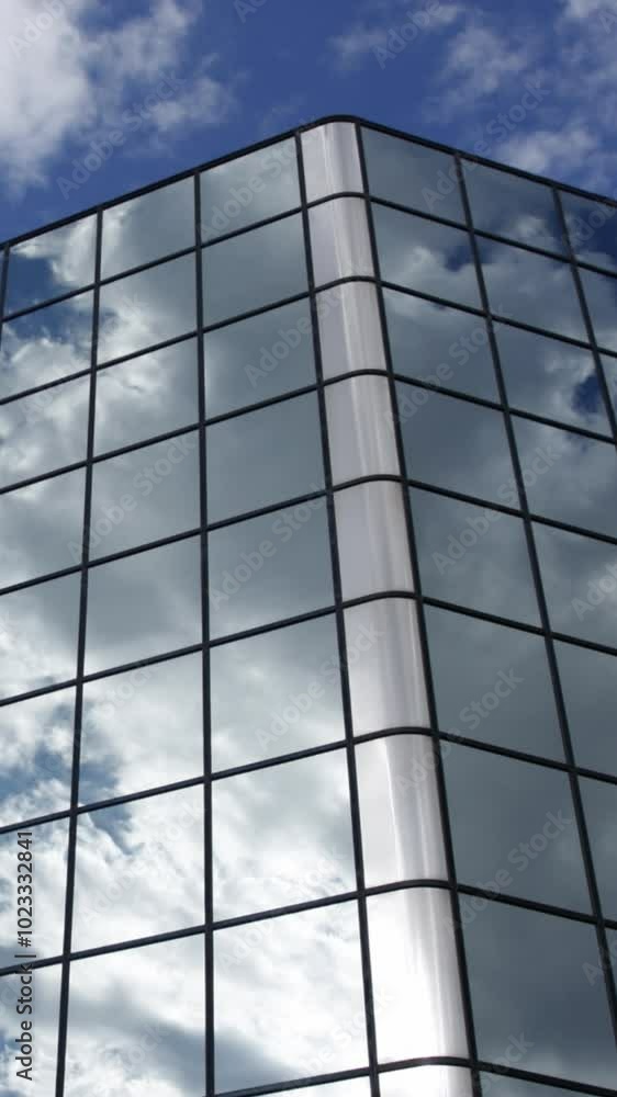 Timelapse of Clouds reflected in Corporate Office Building Vertical Video Timelapse of Clouds reflected in Corporate Office Building Vertical Video
