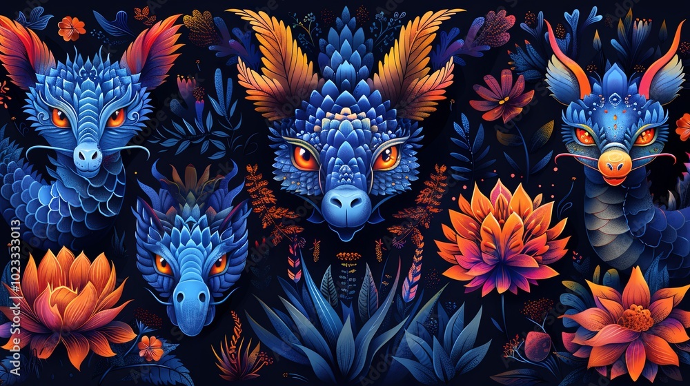 Surreal creatures seamless pattern. Imaginary characters and plants, fictional animals. Decorative fabric print, wrapping design, neoteric vector background Surreal creatures seamless pattern. Imaginary characters and plants, fictional animals. Decorative fabric print, wrapping design, neoteric vector background