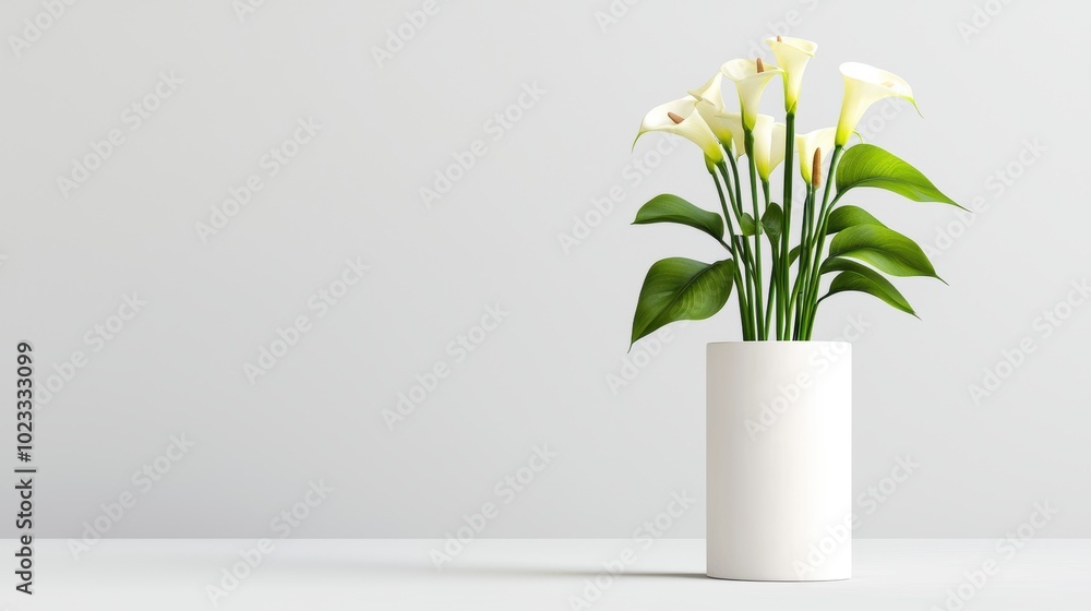 Minimalist Calla Lilies in Cylindrical Vase Minimalist Calla Lilies in Cylindrical Vase