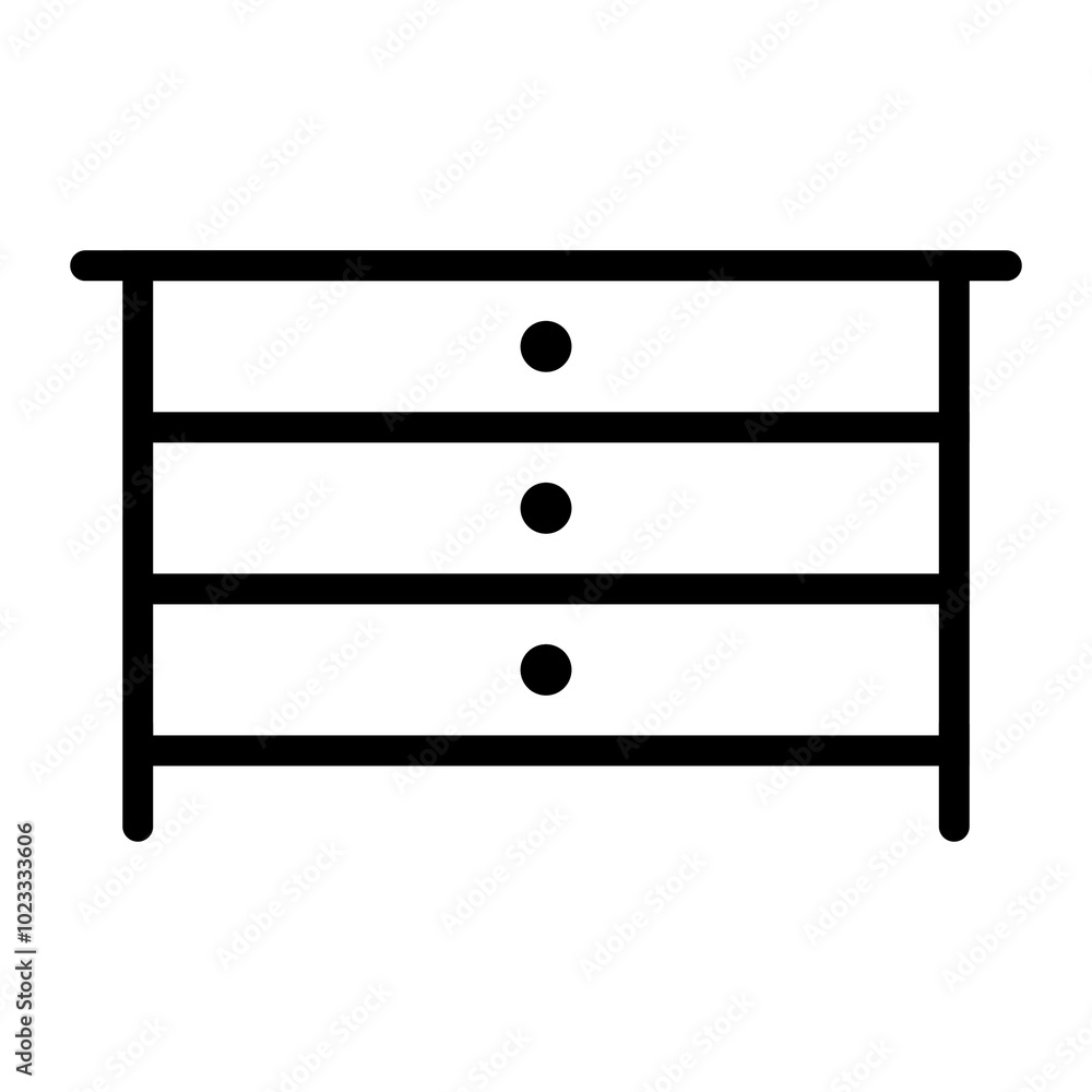 Illustration showing a black bedside table icon on a white background Illustration showing a black bedside table icon on a white background