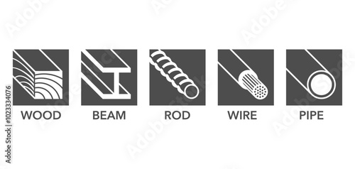 Stud finder square icons with different materials