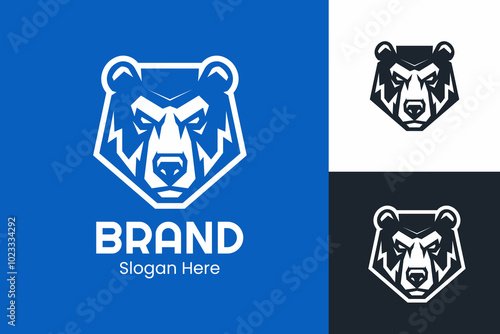 Geometric Bear Head Logo For Business