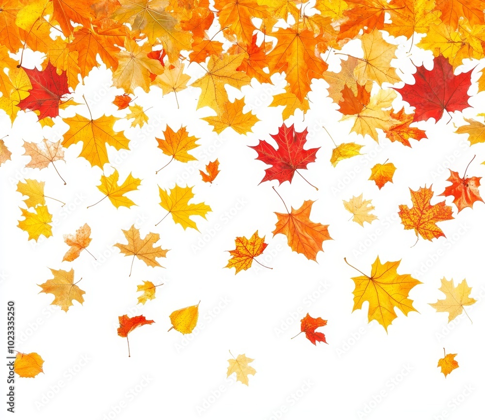 Falling autumn maple leaves isolated on white Falling autumn maple leaves isolated on white