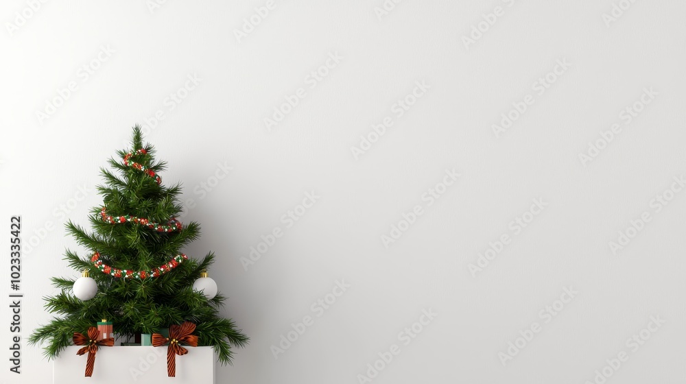 Christmas tree with decorations on a white isolated background Christmas tree with decorations on a white isolated background