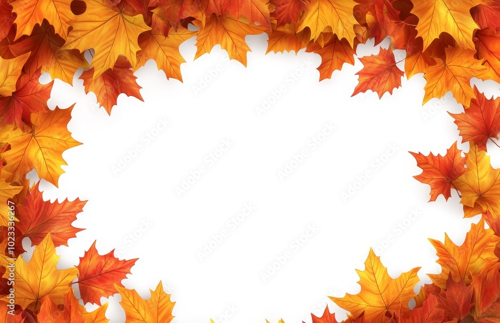 Decorative leaf frame. Falling maple leaves isolated on white background. Favourite fall foliage. Decorative leaf frame. Falling maple leaves isolated on white background. Favourite fall foliage.