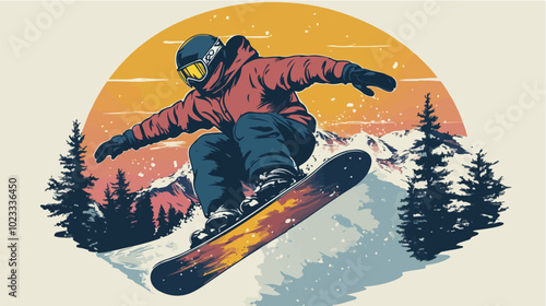 Illustration of snowboarding concept. Extreme. Snowboarder.
