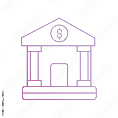 bank gradient icon with white background vector stock illustration