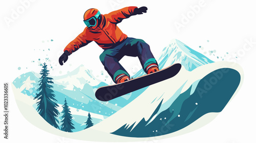 Illustration of snowboarding concept. Extreme. Snowboarder.