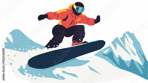 Illustration of snowboarding concept. Extreme. Snowboarder.