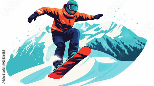 Illustration of snowboarding concept. Extreme. Snowboarder.