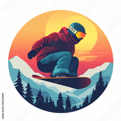 Illustration of snowboarding concept. Extreme. Snowboarder.