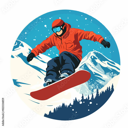 Illustration of snowboarding concept. Extreme. Snowboarder.