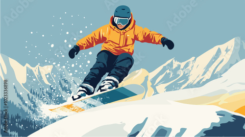 Illustration of snowboarding concept. Extreme. Snowboarder.