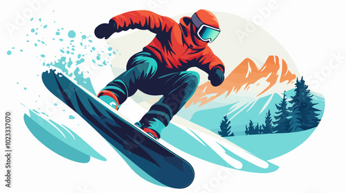 Illustration of snowboarding concept. Extreme. Snowboarder.