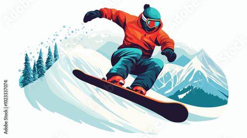 Illustration of snowboarding concept. Extreme. Snowboarder.