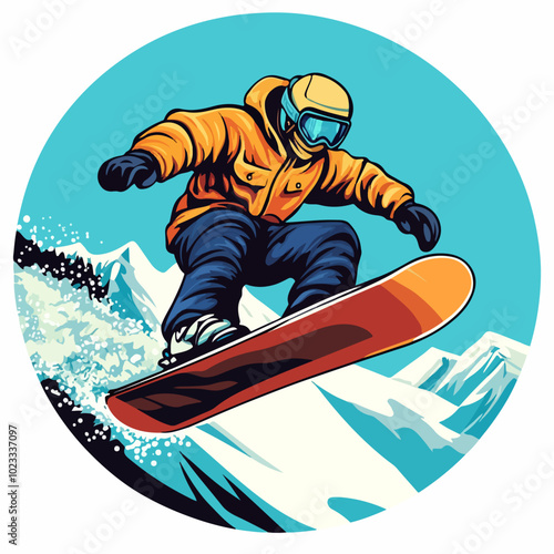 Illustration of snowboarding concept. Extreme. Snowboarder.