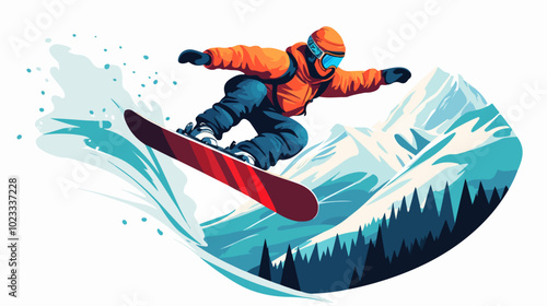 Illustration of snowboarding concept. Extreme. Snowboarder.