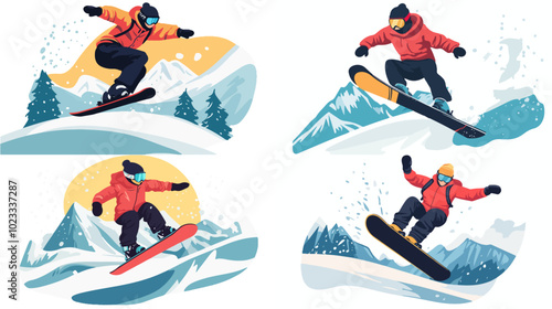 Illustration of snowboarding concept. Extreme. Snowboarder.