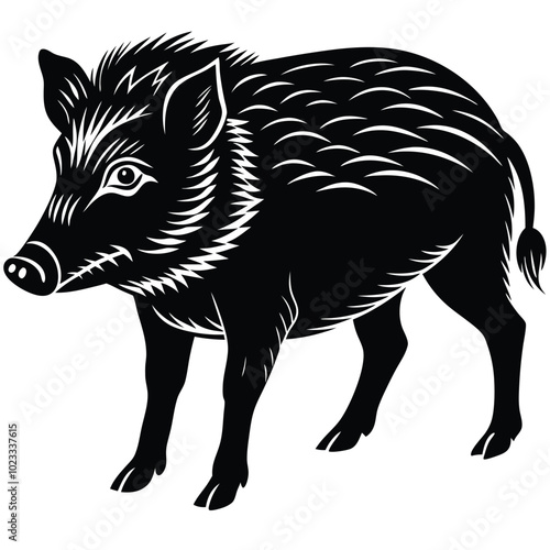 Peccary Wild Animal Vector Art.