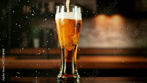 Close-up of beer pouring in...