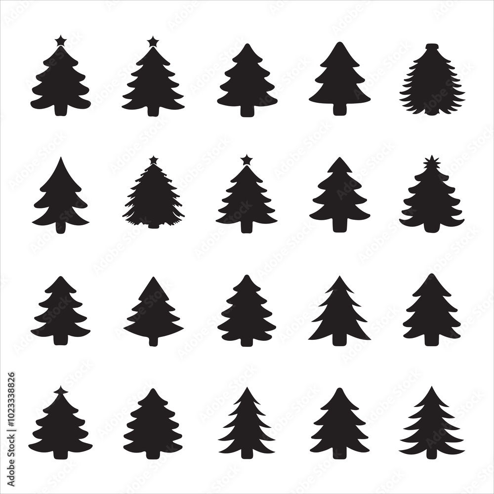 set of Christmas tree silhouette set of Christmas tree silhouette