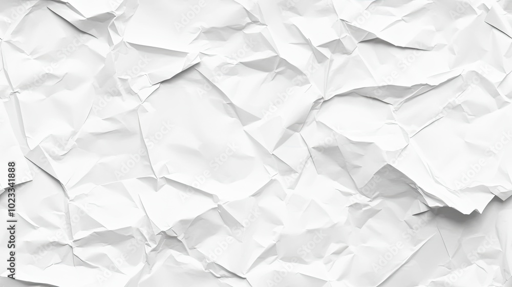 Obraz premium The crumpled white paper texture showcases a unique backdrop that emphasizes recycling and environmental consciousness, suitable for fabric designs and creative projects SEAMLESS PATTERN